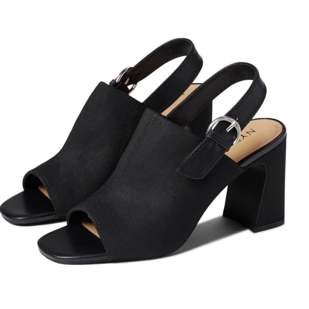 NYDJ Lyssa Black Women's Open-Toe Slingback block heel sandals classic size 10M